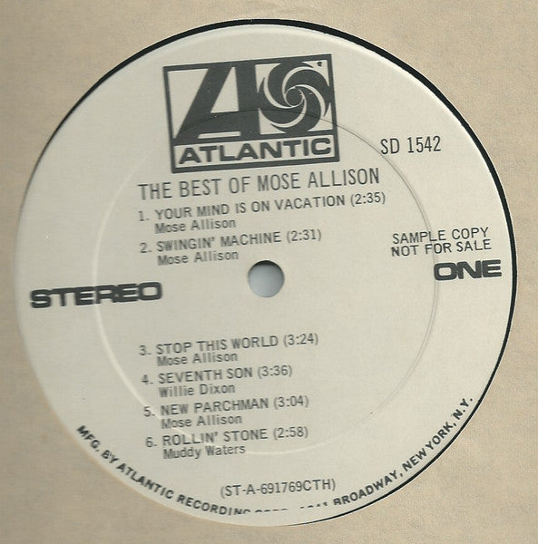 Mose Allison : The Best Of Mose Allison (LP, Comp, Promo)