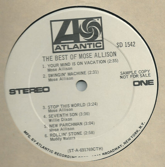 Mose Allison : The Best Of Mose Allison (LP, Comp, Promo)