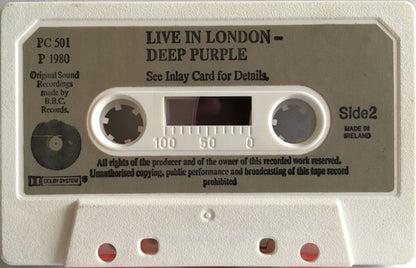Deep Purple : Live In London (Cass, Album, Whi)