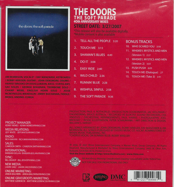 The Doors : The Soft Parade (CDr, Album, Promo, 40t)