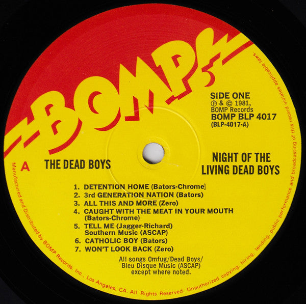 The Dead Boys ‎– Night Of The Living Dead Boys