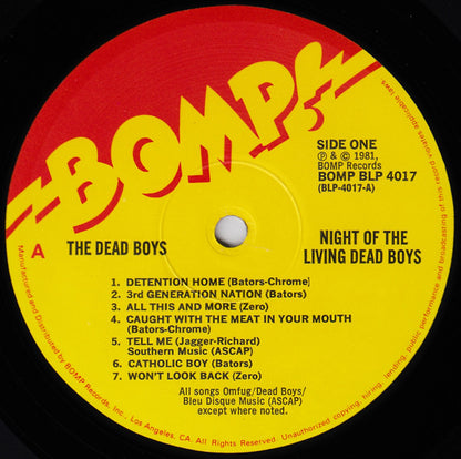 The Dead Boys ‎– Night Of The Living Dead Boys