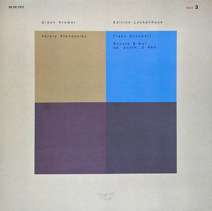 Gidon Kremer / Franz Schubert / Valery Afanassiev ‎– Edition Lockenhaus Vol. 3 / Sonate B-Dur Op. Posth. D 960