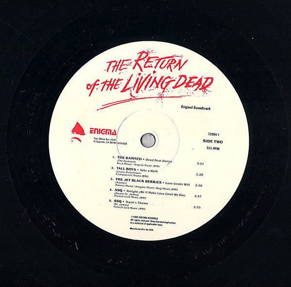 Various ‎– The Return Of The Living Dead (Original Soundtrack)