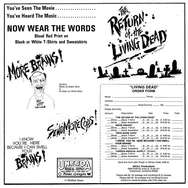 Various ‎– The Return Of The Living Dead (Original Soundtrack)